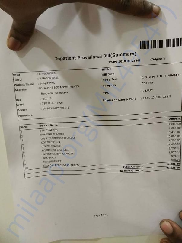 Bill from Hospital