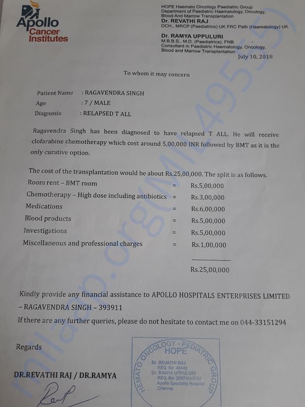 estimate given by hospital