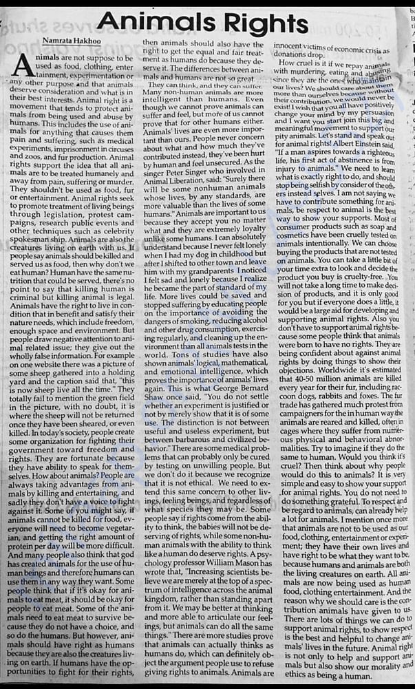 Newspaper article by founder Namrata Hakhoo