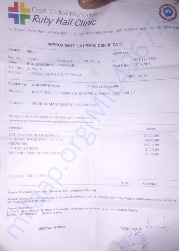 Receipt of the Before Surgery Estimate