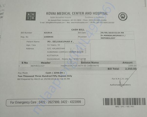One of the Haemodialysis bill