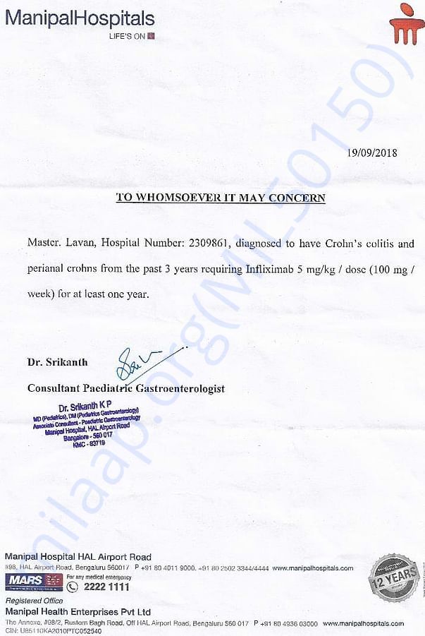 From Manipal Hospitals Bangalore
