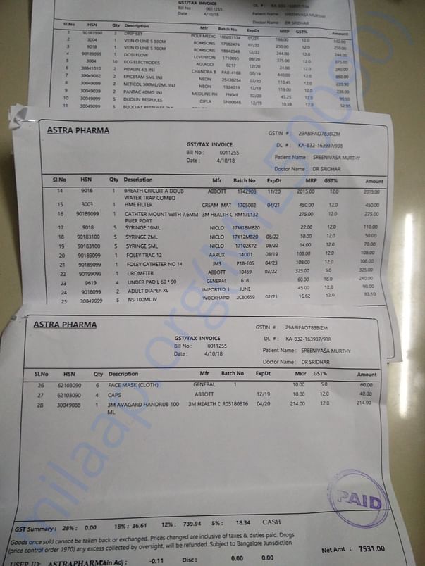 Medicine bill