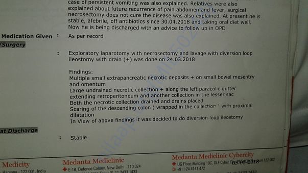 My all reports and my discharge report and my second operation.