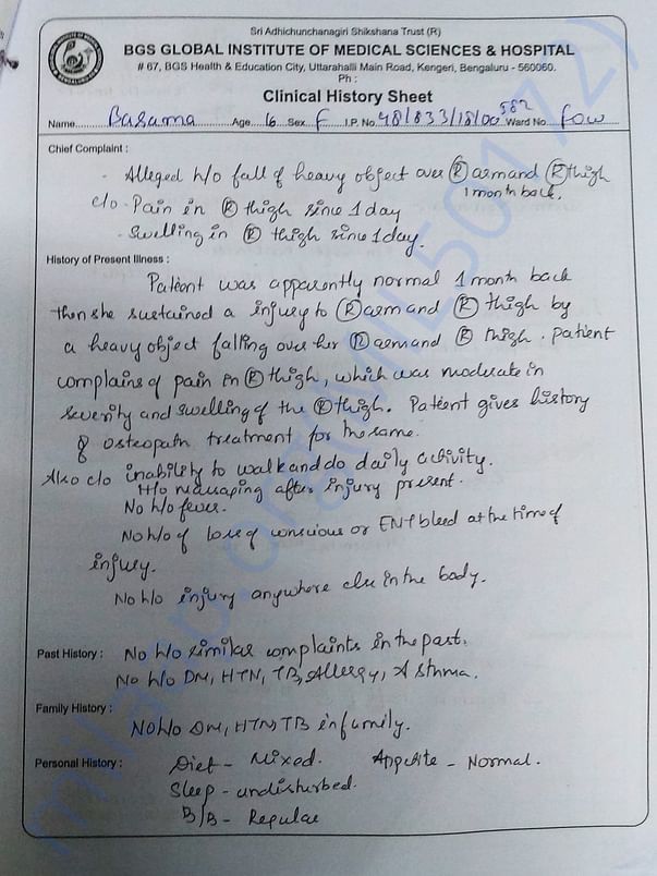 History sheet