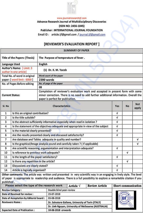 Double blind evaluation report page2