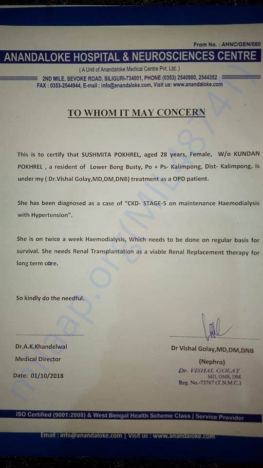 Doctor Referral for kidney transplant- 1 October 2018