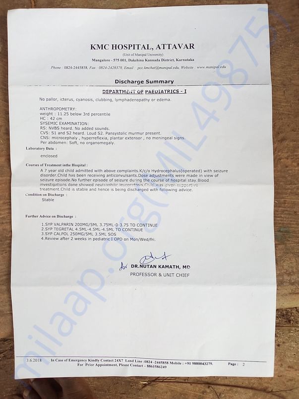 Recent hospitalised discharge summary part 2