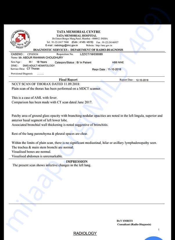 Diagnosis report.I can provide other report also.