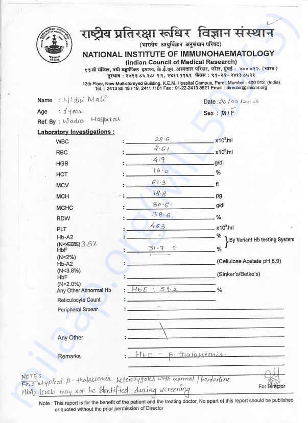Thalessemia report