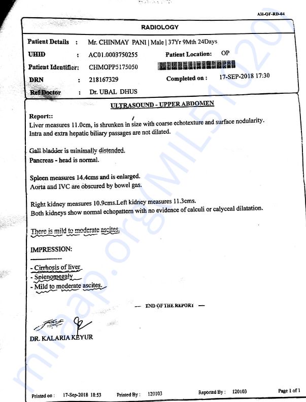 MY DIAGNOSTIC REPORT