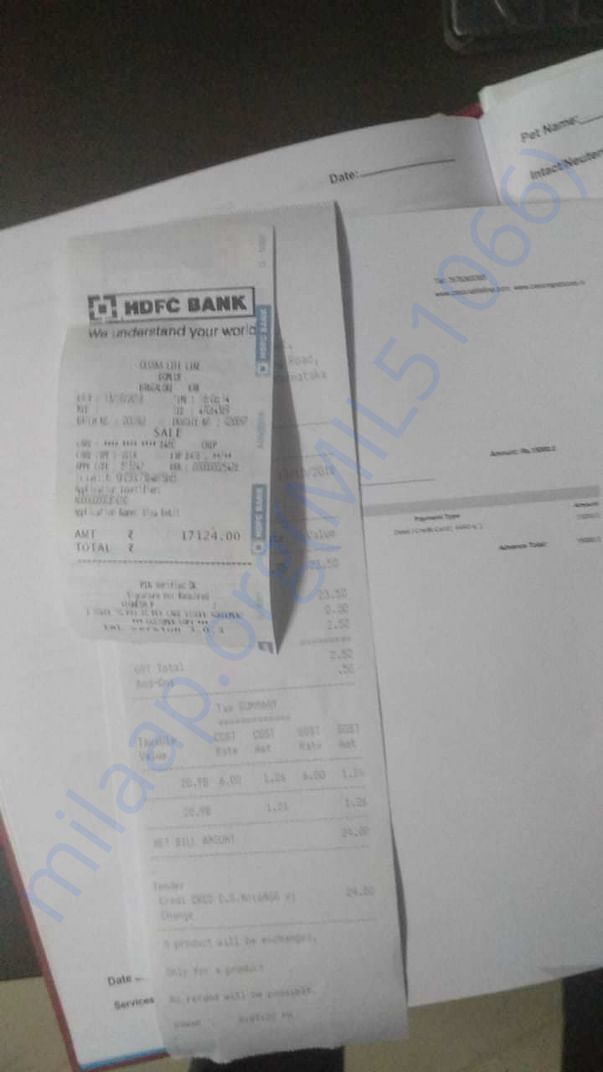 Bills paid from my pocket