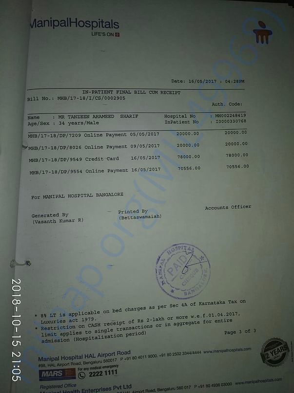 Hospital bill