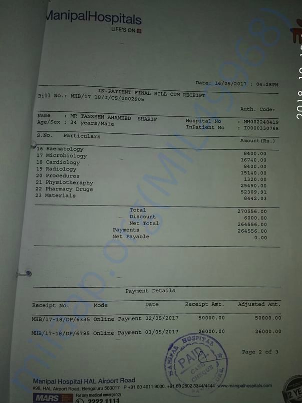 Hospital final bill