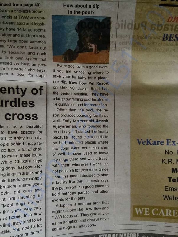 article on us on local evening daily on their special edition.