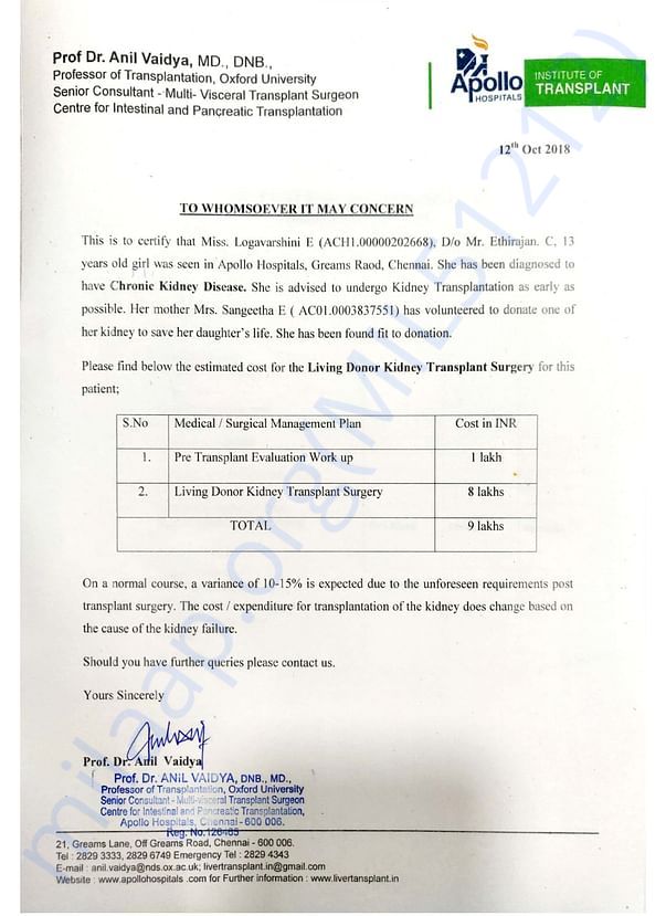 Estimation letter