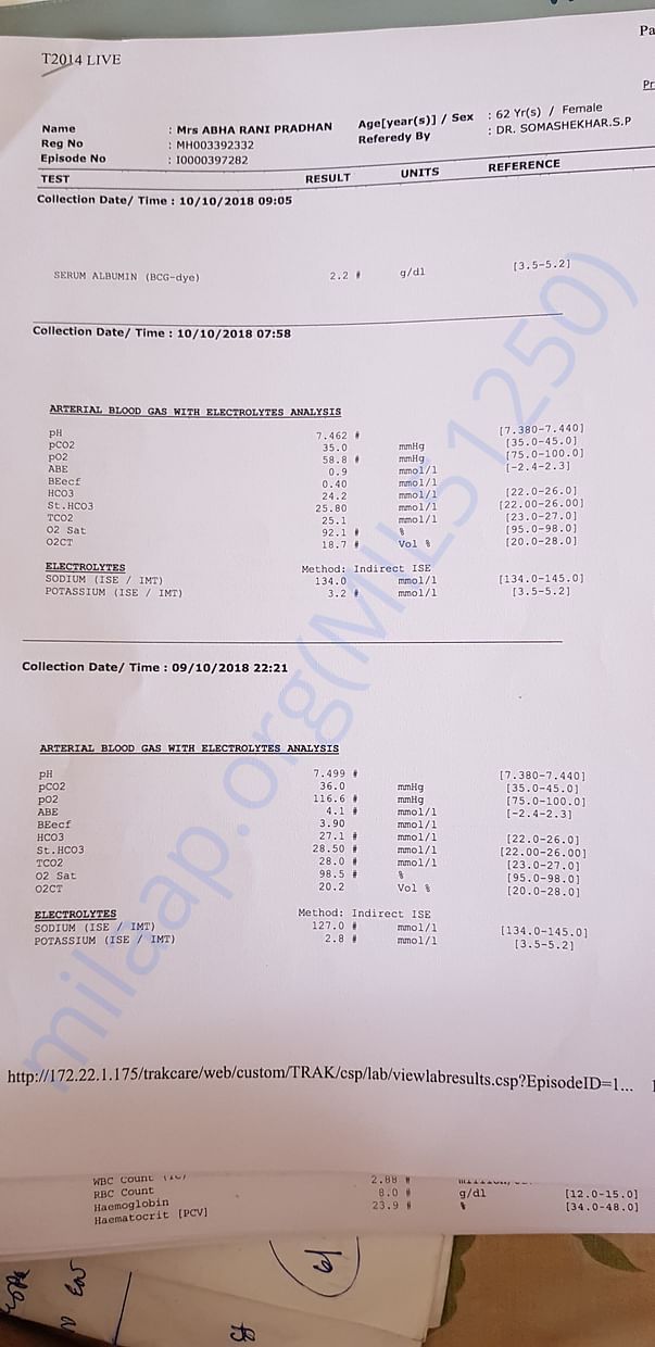 Albumin, gas , electrolyte test