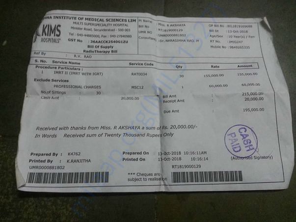 11 years akshaya needs an urgent radio therepahy