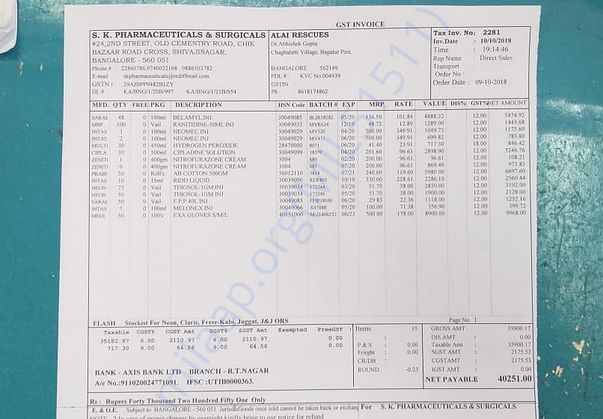 ALAI Medical Bill - S. K. Pharmaceuticals