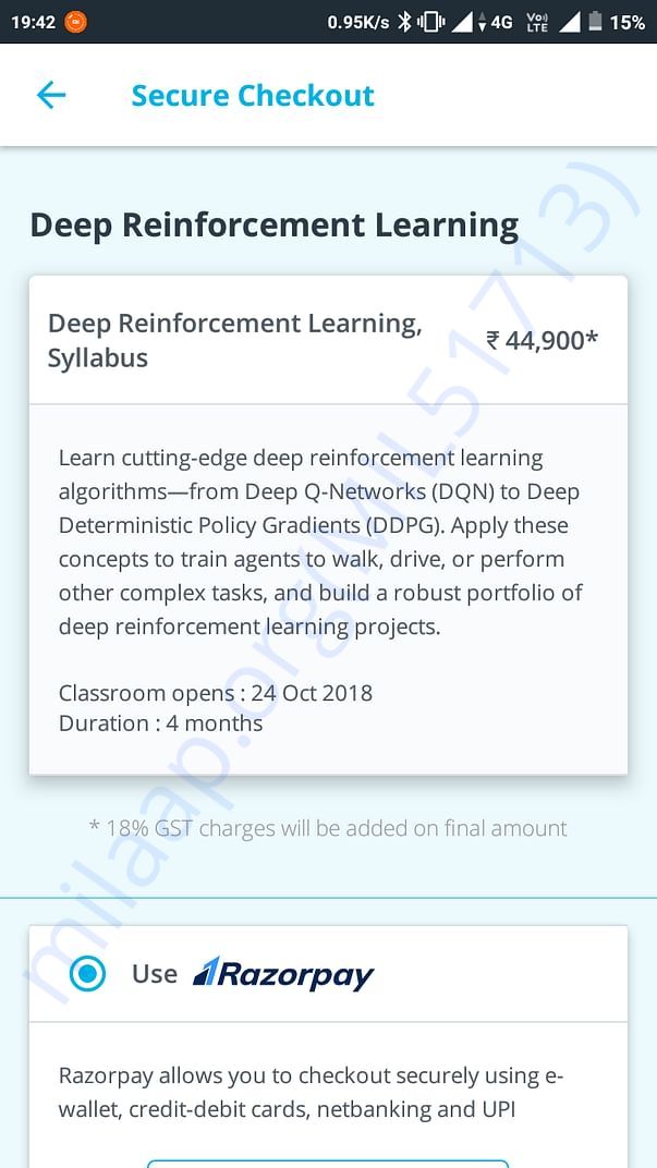The price details of the course I want to avail.
