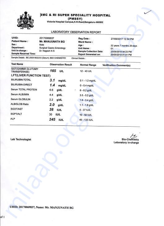 Liver Function Test Report