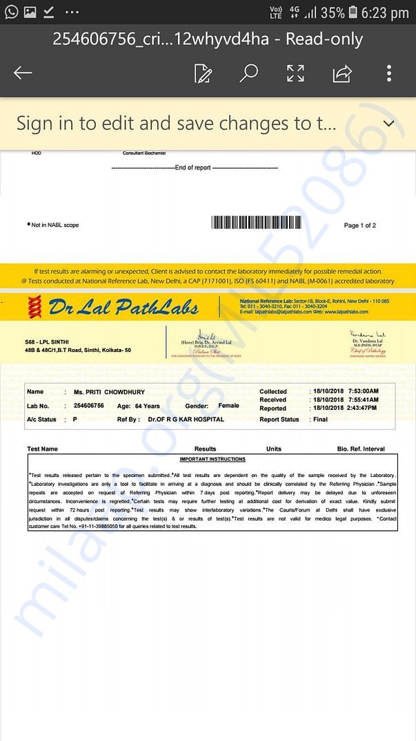Blood Report 1