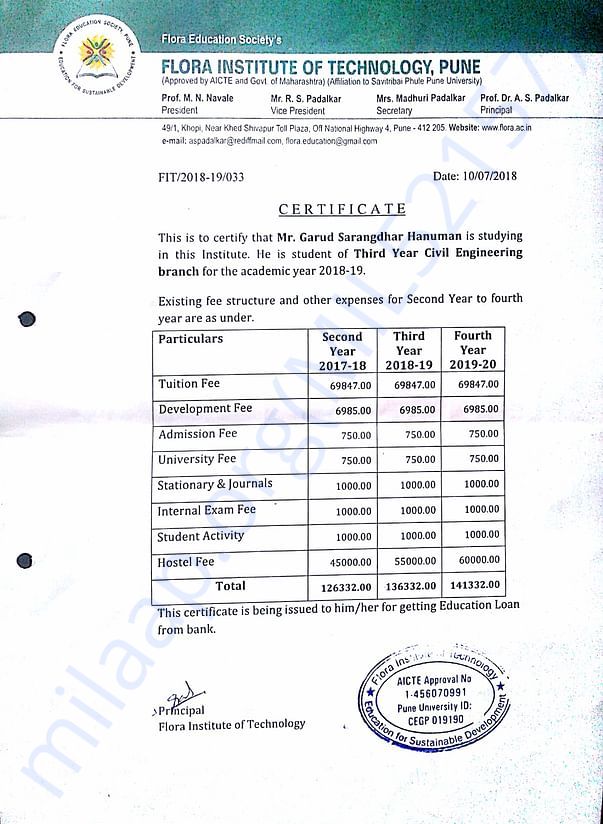 fees structure of my college