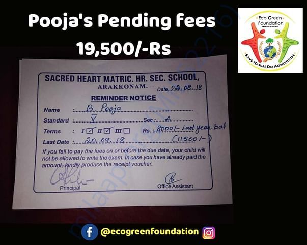 Support Pooja to pay her school fee due