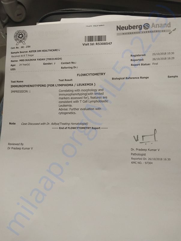 Bone marrow Test result