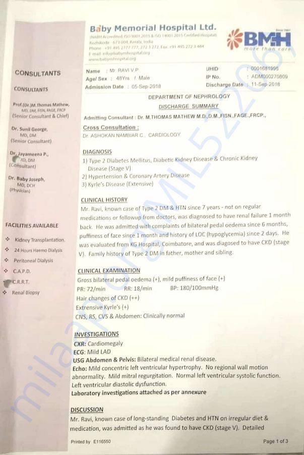 Chronic Kidney Disease (Stage V)