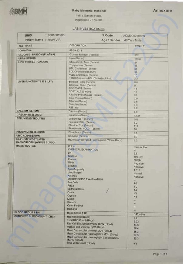 Lab Test - Creatinine Serum 12.21