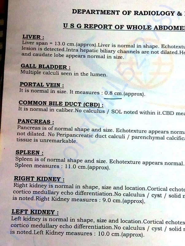 Report from Radiology department