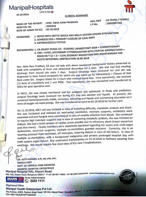 Case summary as of 23rd October