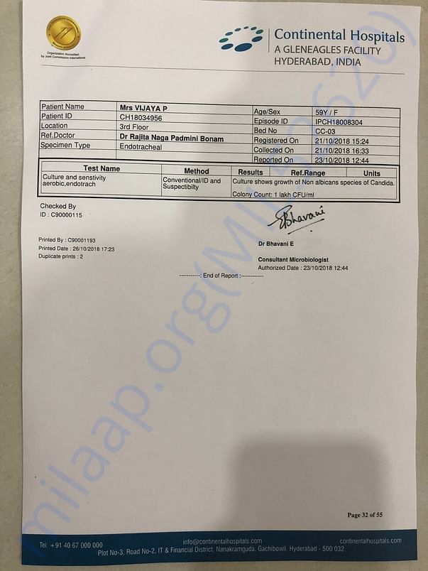BLOOD CULTURE REPORT ON 20/10/18