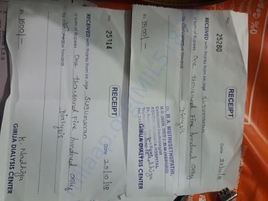 October month's dialysis bill