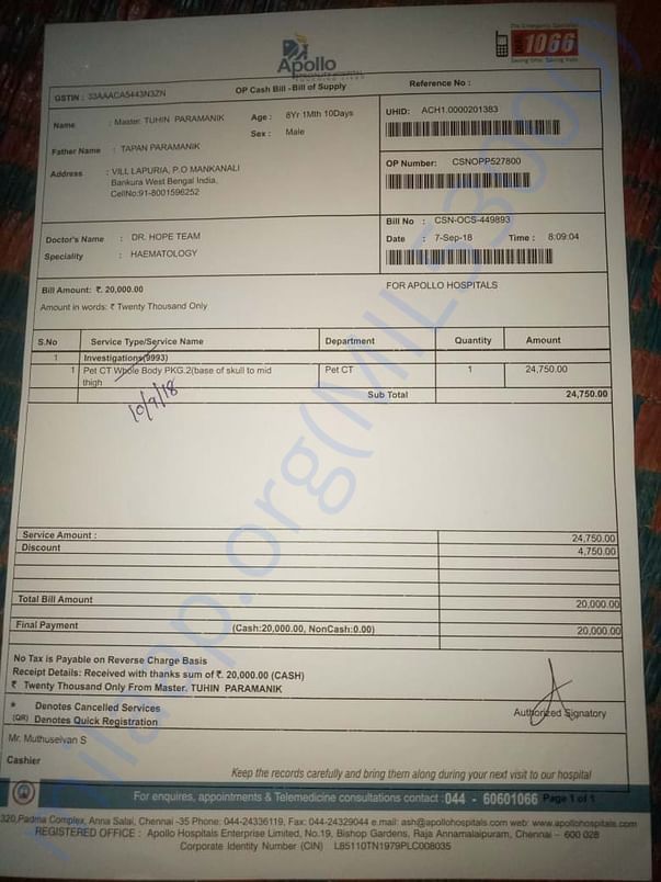 Whole body CT bill
