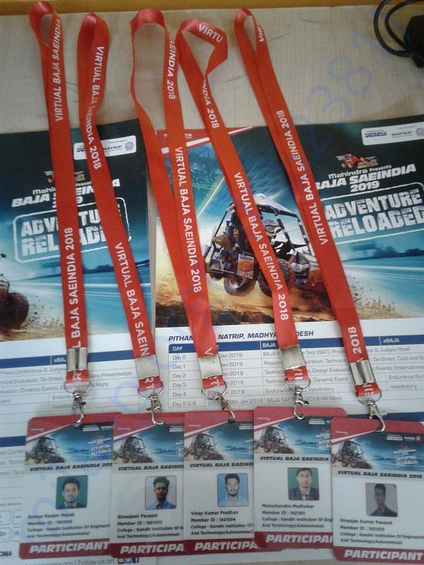In picture showing the identity card of virtual baja 2018
