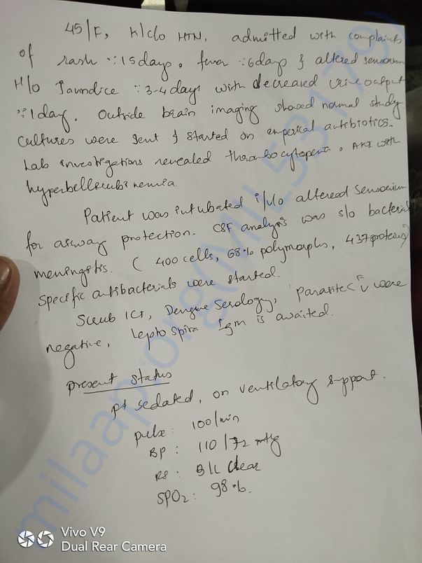 Doctors report of laksmi devi situation