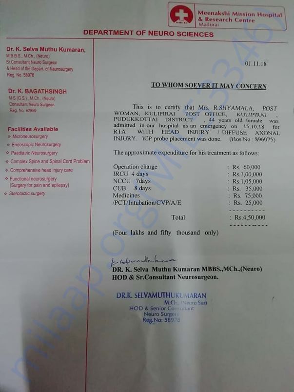 Medical expenses as of Nov 1st