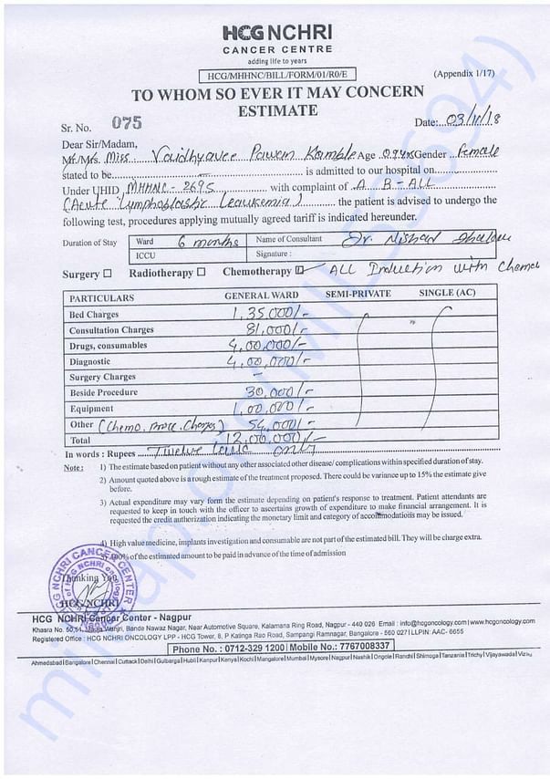 Estimation letter