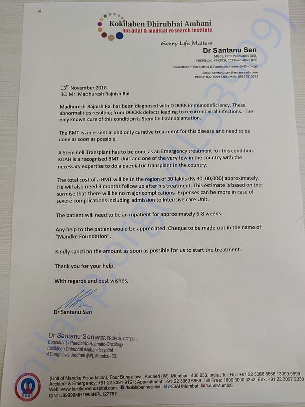 Letter from doctor