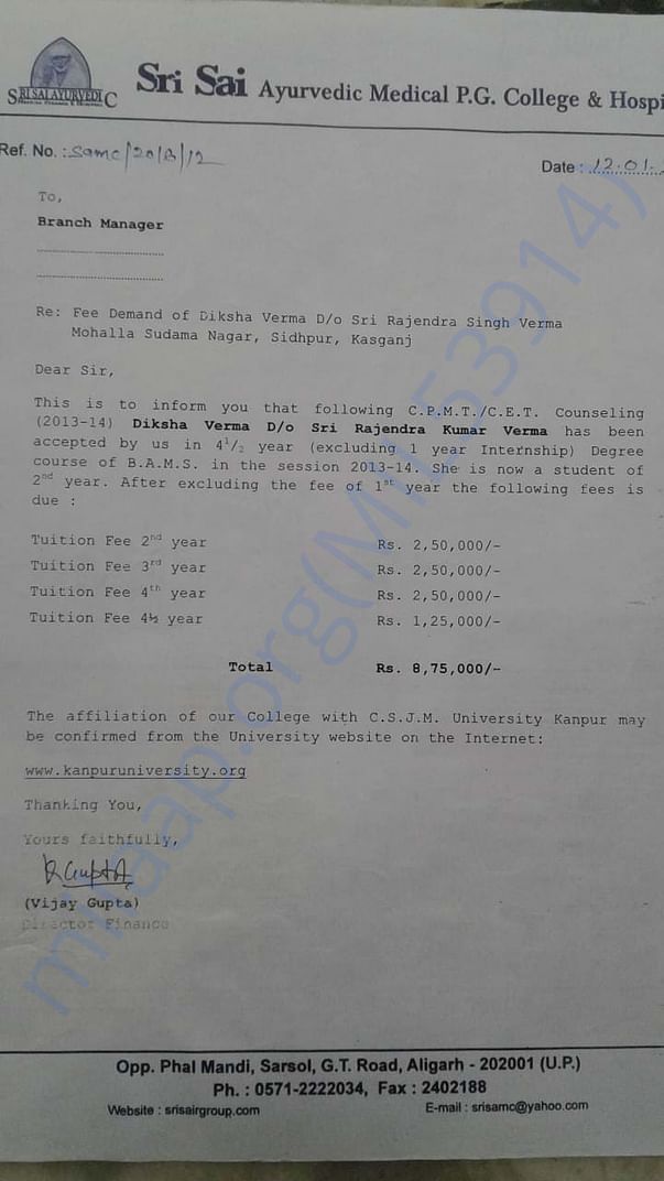 This is the fee structure & she needs help for last two installments.