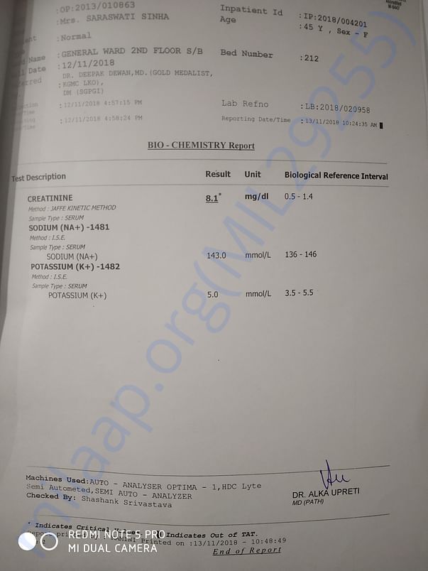 Creatinine reports