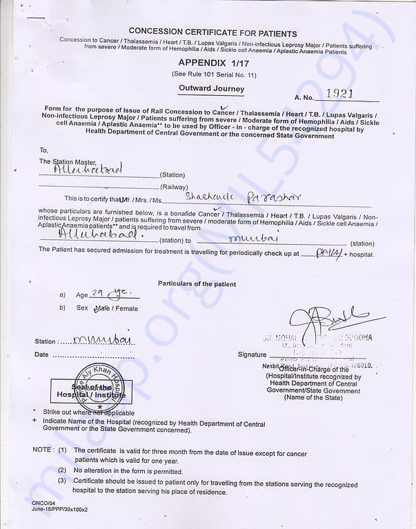 Concession Certificate Railways