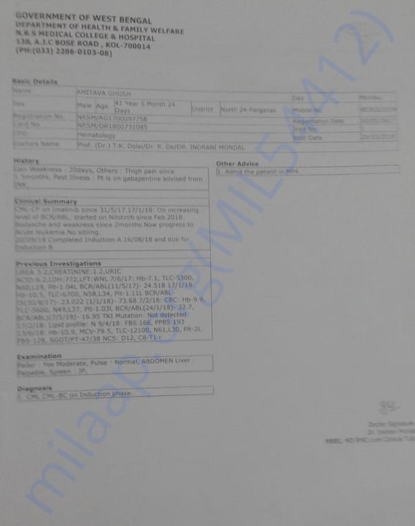 Prescription from NRS Medical College, Kolkata