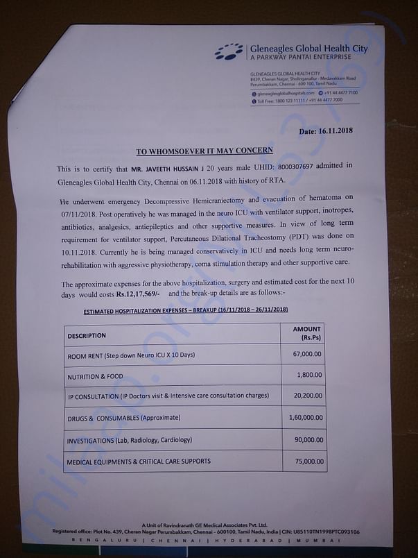 Estimated bill for only 10days