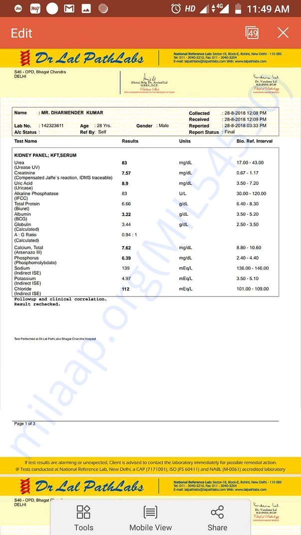 Dr. Lal path report