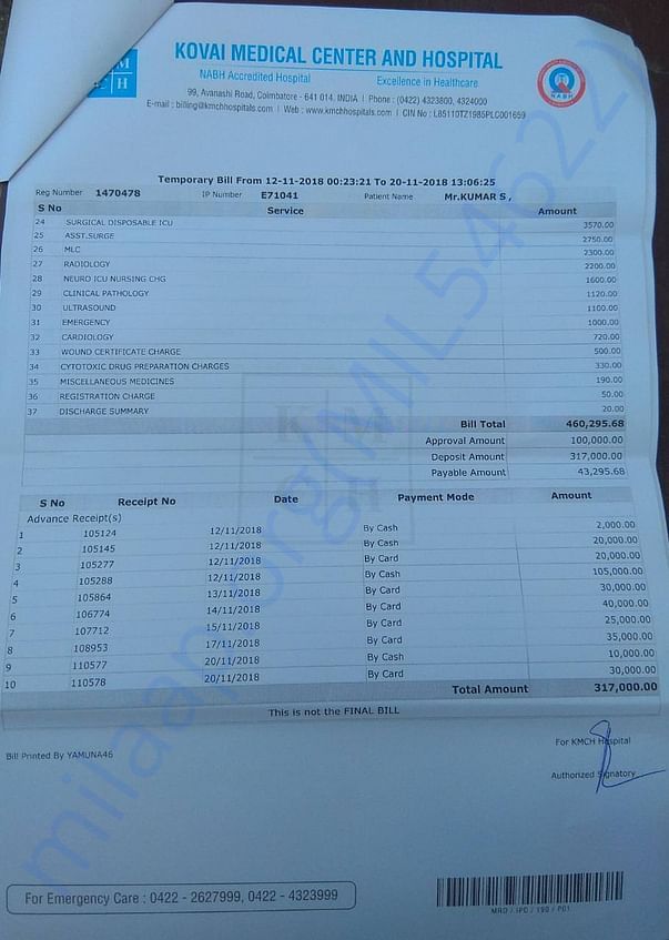 Medical Bill Till Date