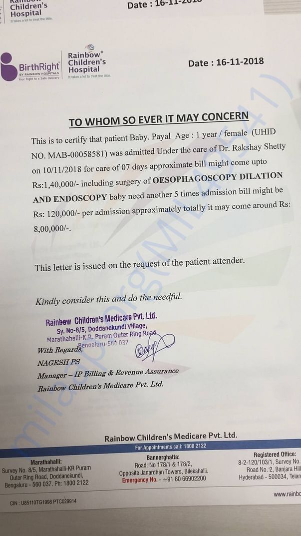 Estimate for Further Treatment