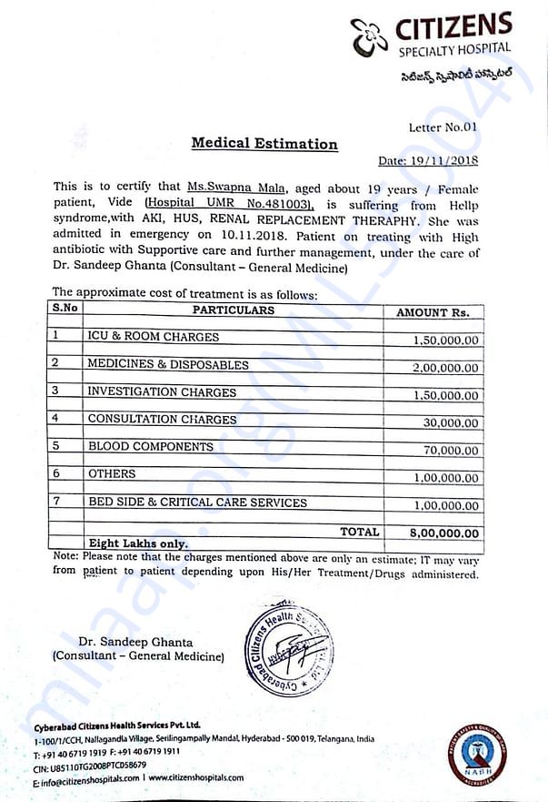 Estimation letter